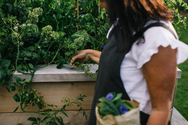 Anna Hiatt in the garden